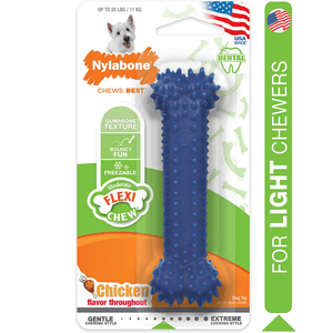 Nylabone Puppy Teething Chicken Flavoured Dental Chew Bone Toy for Dogs (Blue)