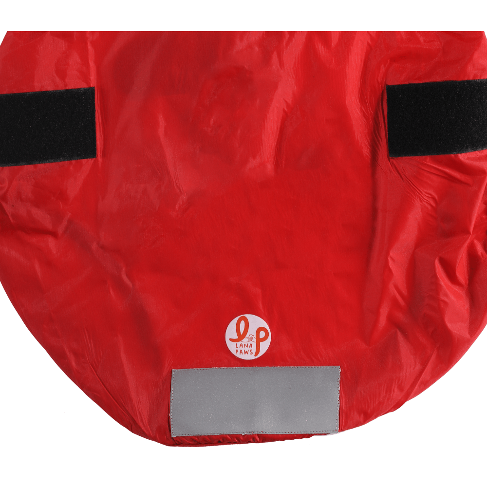 The Drizzle Deflector - Adjustable & Reflective Raincoat for Dogs by Lana Paws (Red Solid) Both-Clothing & Accessories Lana Paws