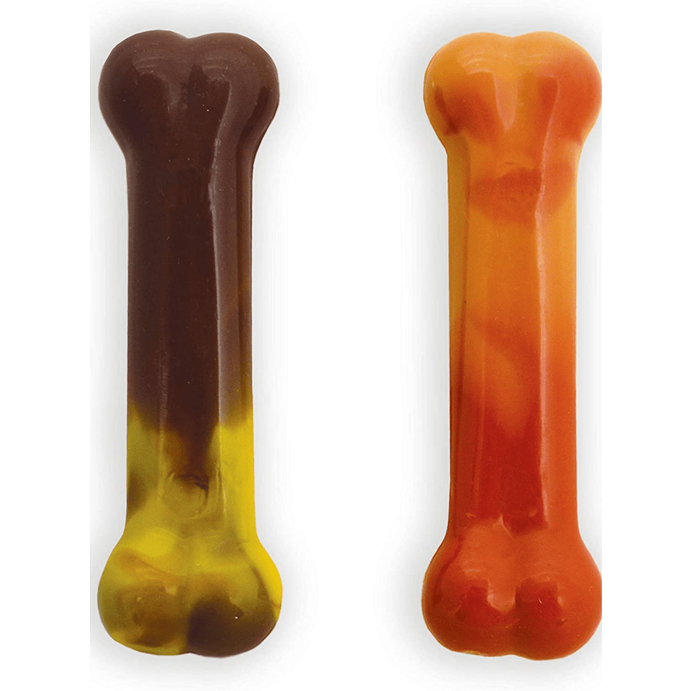 Nylabone Power Chew Flavor Frenzy Bone Twin Pack Toy for Dogs (Yellow, Brown)