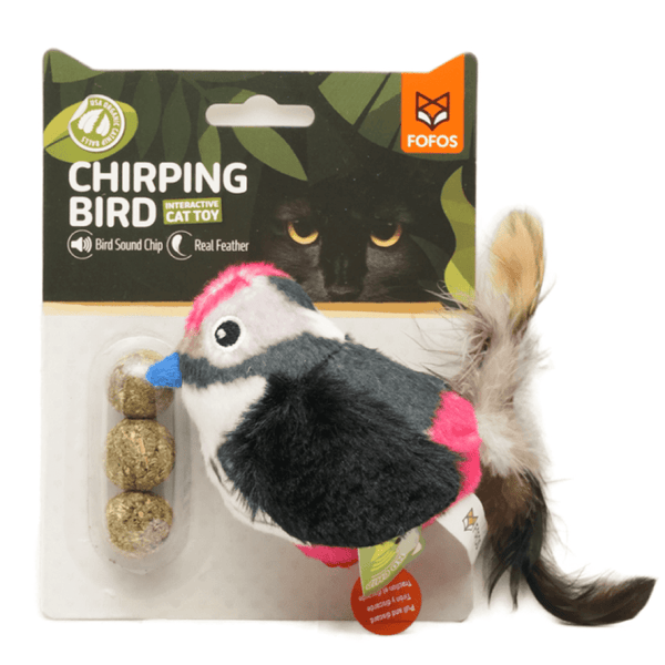 Barkbutler x Fofos Black Bird with Catnip Balls Interactive Toy for Cats (Black)