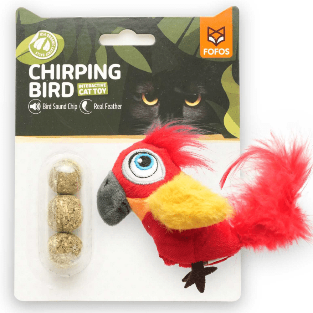 Fofos Parrot with Catnip Balls Interactive Toy for Cats