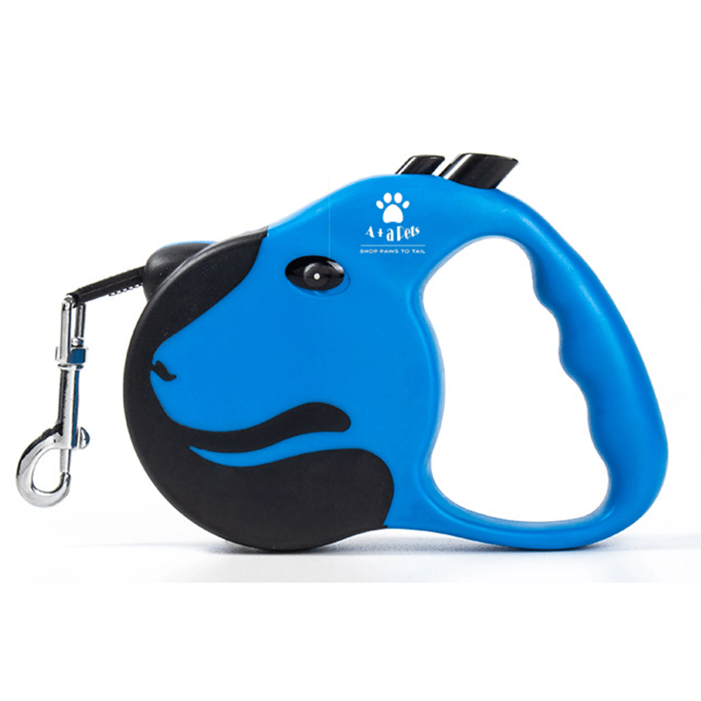 A Plus A Pets Tangle Free, Anti Slip Dog Face Retractable Leash for Dogs and Cats (Blue)