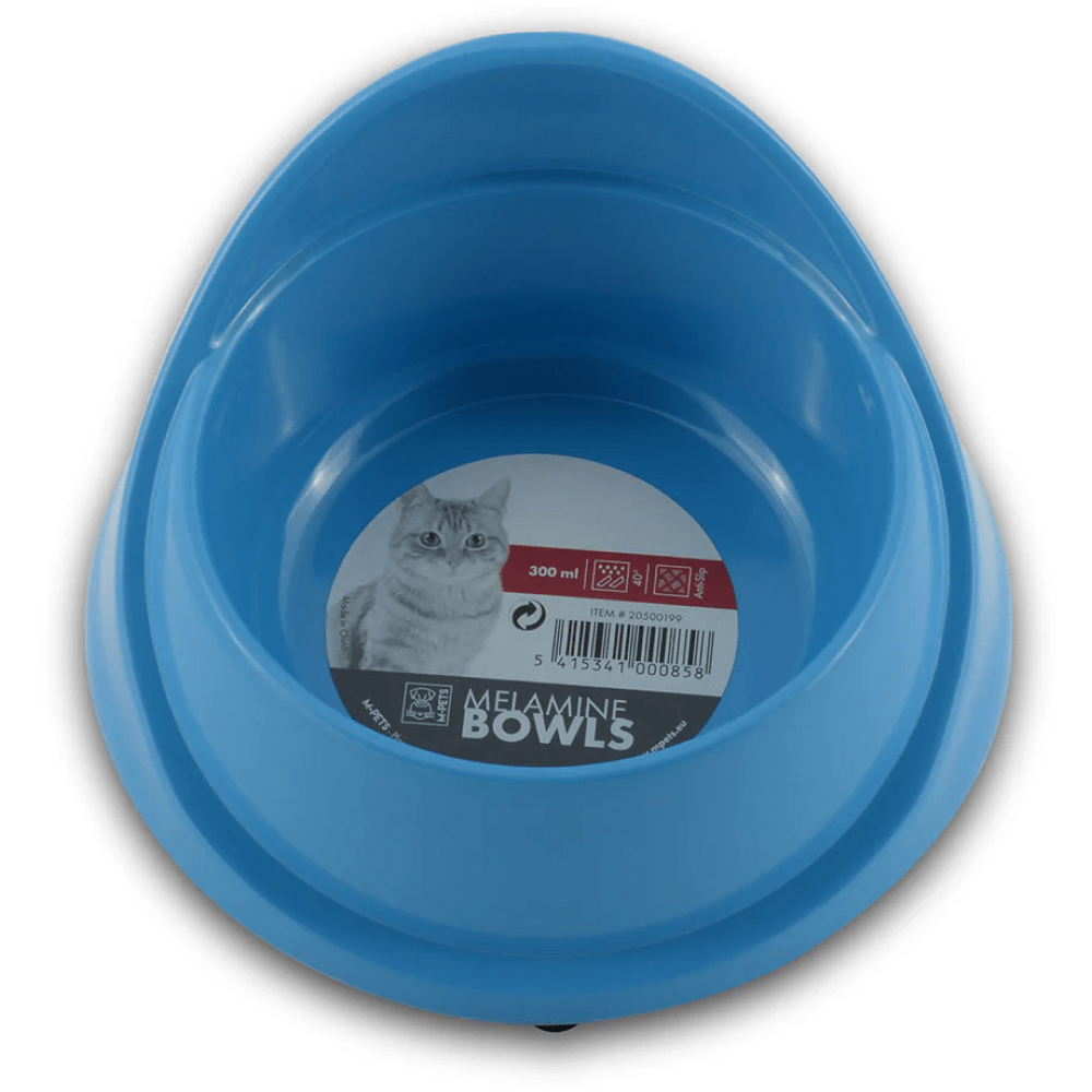 M Pets Single Fashion Melamine Bowl for Cat (Blue)