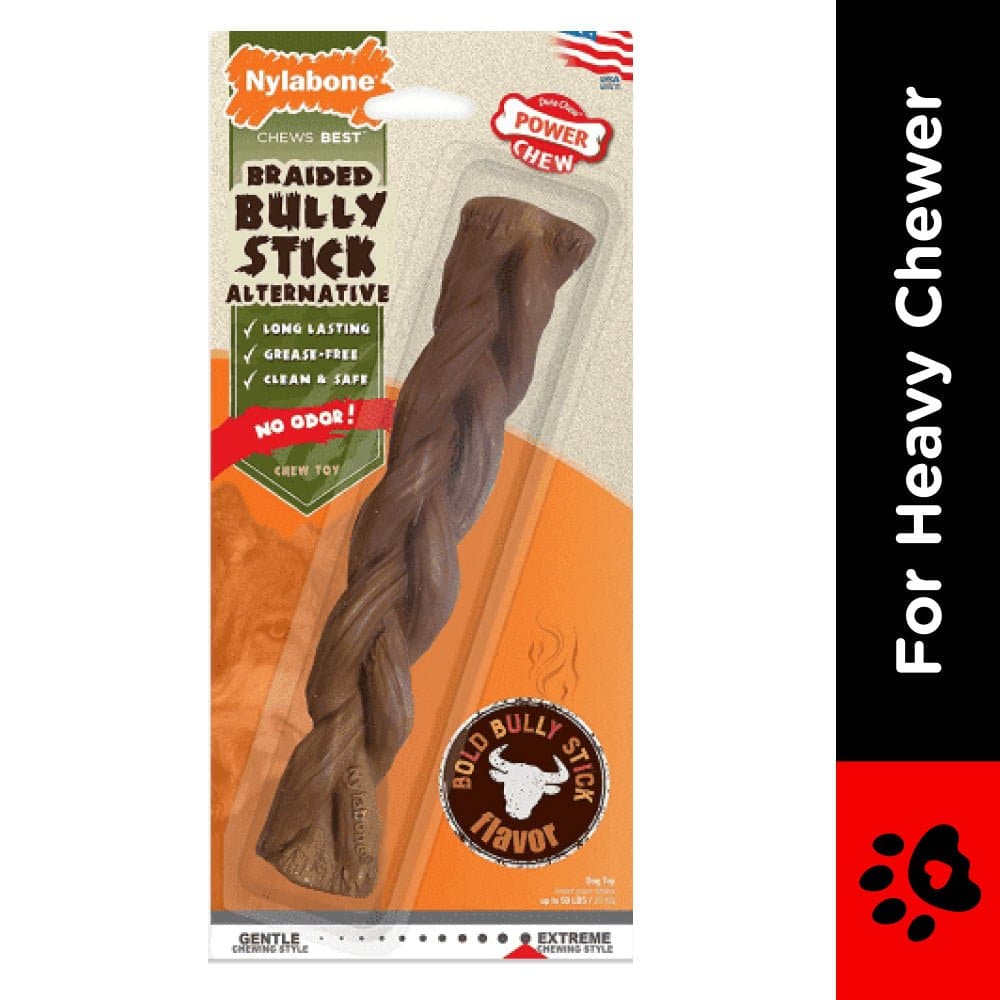 Nylabone Braided Bully Stick Power Chew Alternative Toy for Dogs