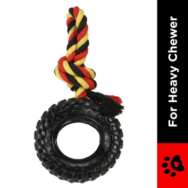 Basil Rubber Tyre with Cotton Rope for Dogs