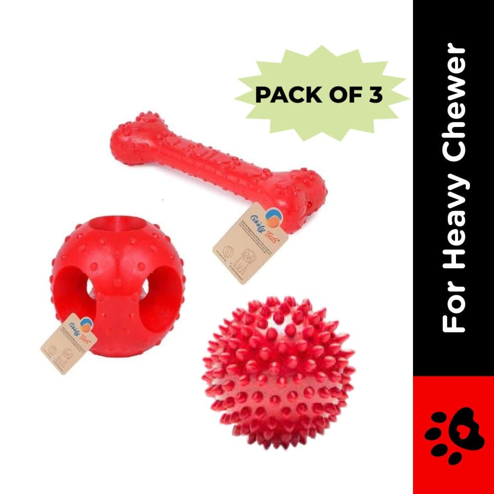 Goofy Tails Super Dog Spike + Hole + Bone Medium Toy for Dogs (Pack of 3)