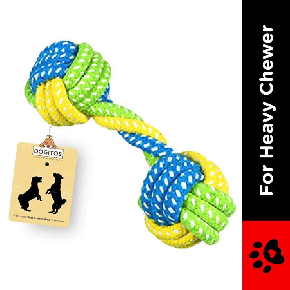 Dogitos Knotted Cotton Dumbbell Rope Toy for Dogs