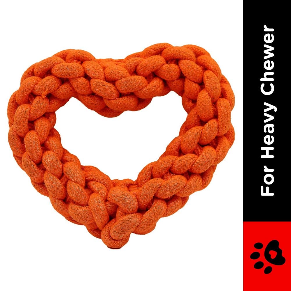 Dogitos Knotted Cotton Heart Shaped Rope Toy for Dogs