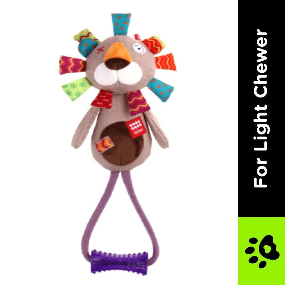 GiGwi Plush Friendz with TPR Johnny Stick Lion Toy for Dogs