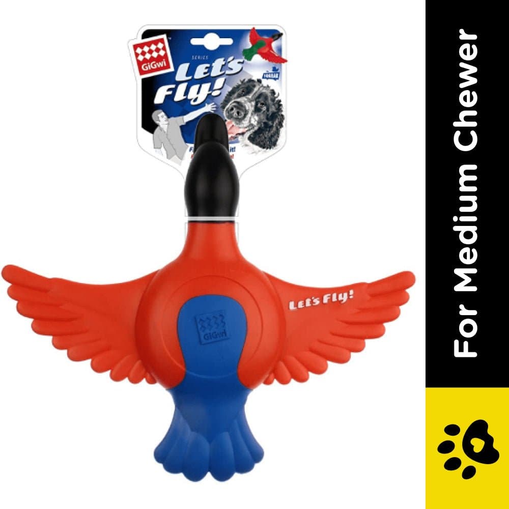 GiGwi Lets Fly Duck Squeaky TPR Toy for Dogs (Orange/Blue)