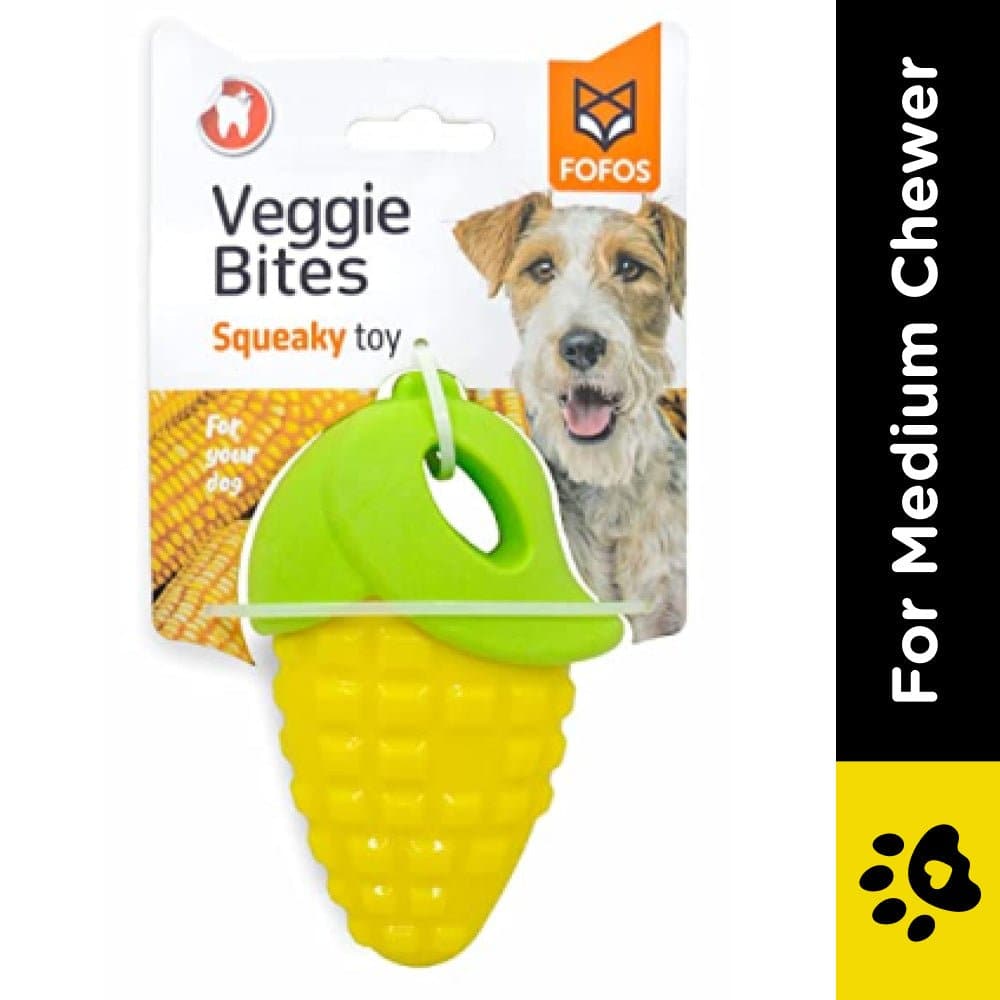 Fofos Vegi Bites Corn Squeaky Toy for Dogs