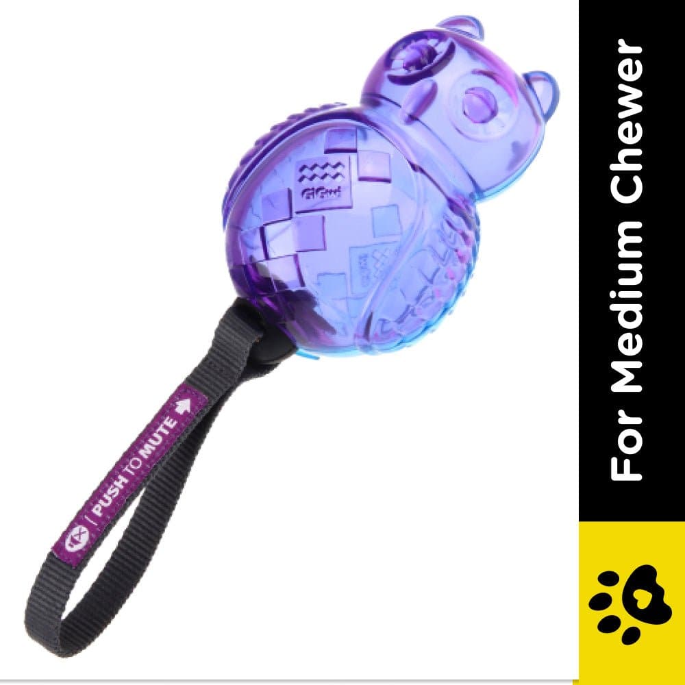 GiGwi Push To Mute Owl Chew Toy for Dogs (Purple & Blue)