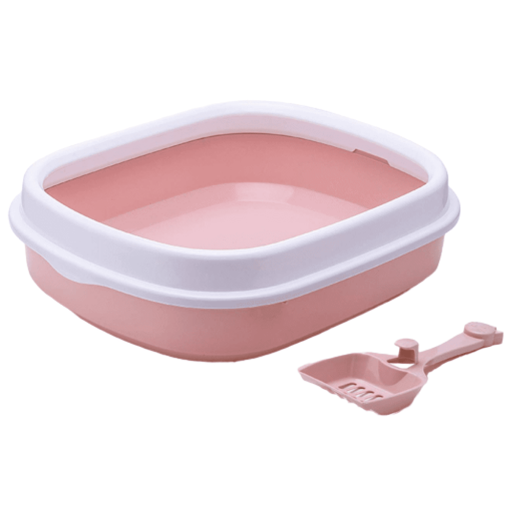 Emily Pets Litter Box With Scooper for Cats (Pink)