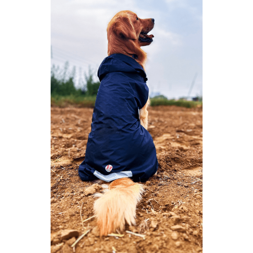 The Drizzle Deflector - Adjustable & Reflective Raincoat for Dogs by Lana Paws (Navy Blue Solid) Both-Clothing & Accessories Lana Paws XXL