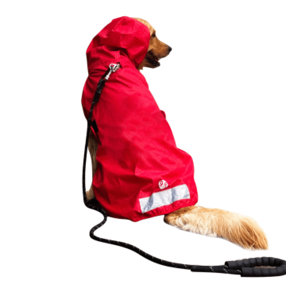 The Drizzle Deflector - Adjustable & Reflective Raincoat for Dogs by Lana Paws (Red Solid) Both-Clothing & Accessories Lana Paws