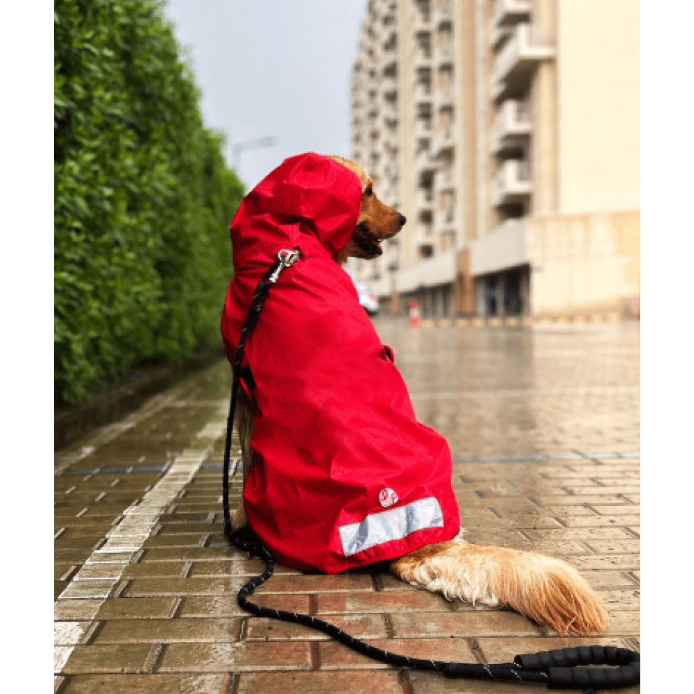 The Drizzle Deflector - Adjustable & Reflective Raincoat for Dogs by Lana Paws (Red Solid) Both-Clothing & Accessories Lana Paws S