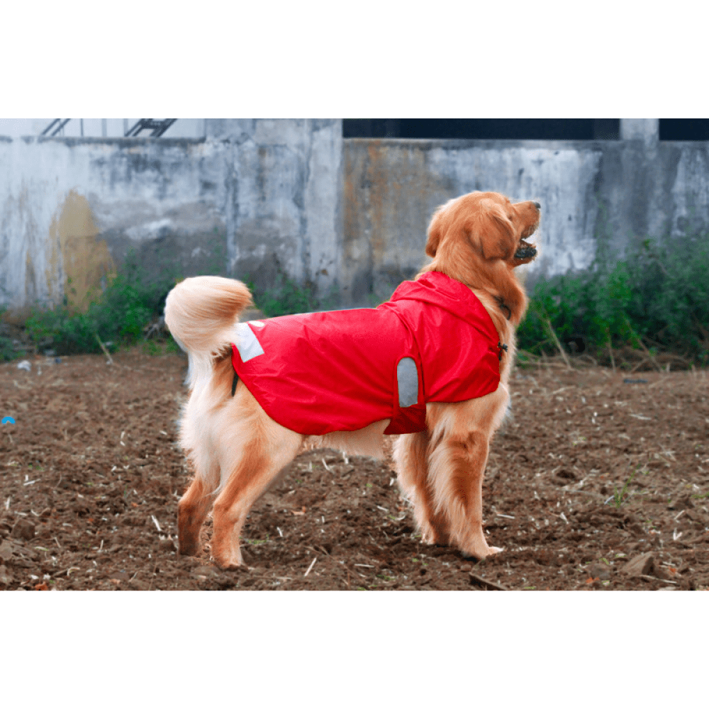 The Drizzle Deflector - Adjustable & Reflective Raincoat for Dogs by Lana Paws (Red Solid) Both-Clothing & Accessories Lana Paws