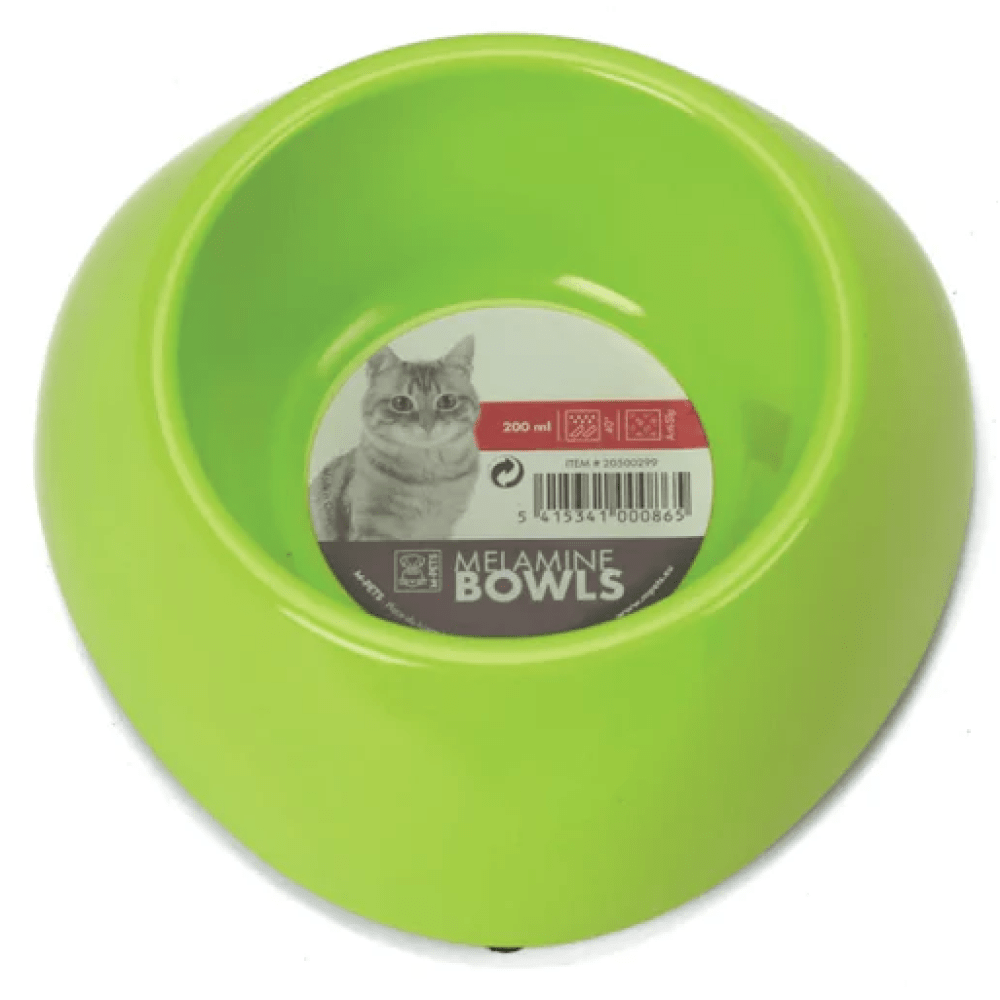 M Pets Single Round Melamine Bowl for Cat (Green)