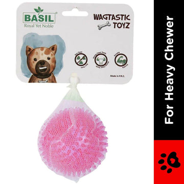 Basil Squeaky Rubber Ball Toy for Dogs (Pink)