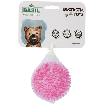 Basil Squeaky Rubber Ball Toy for Dogs (Pink)