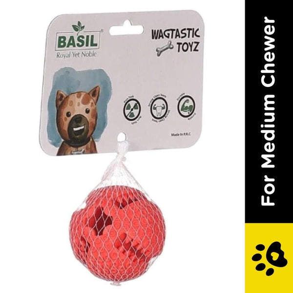 Basil Treat Dispensing Solid Chew Ball Toy for Dogs (Orange)