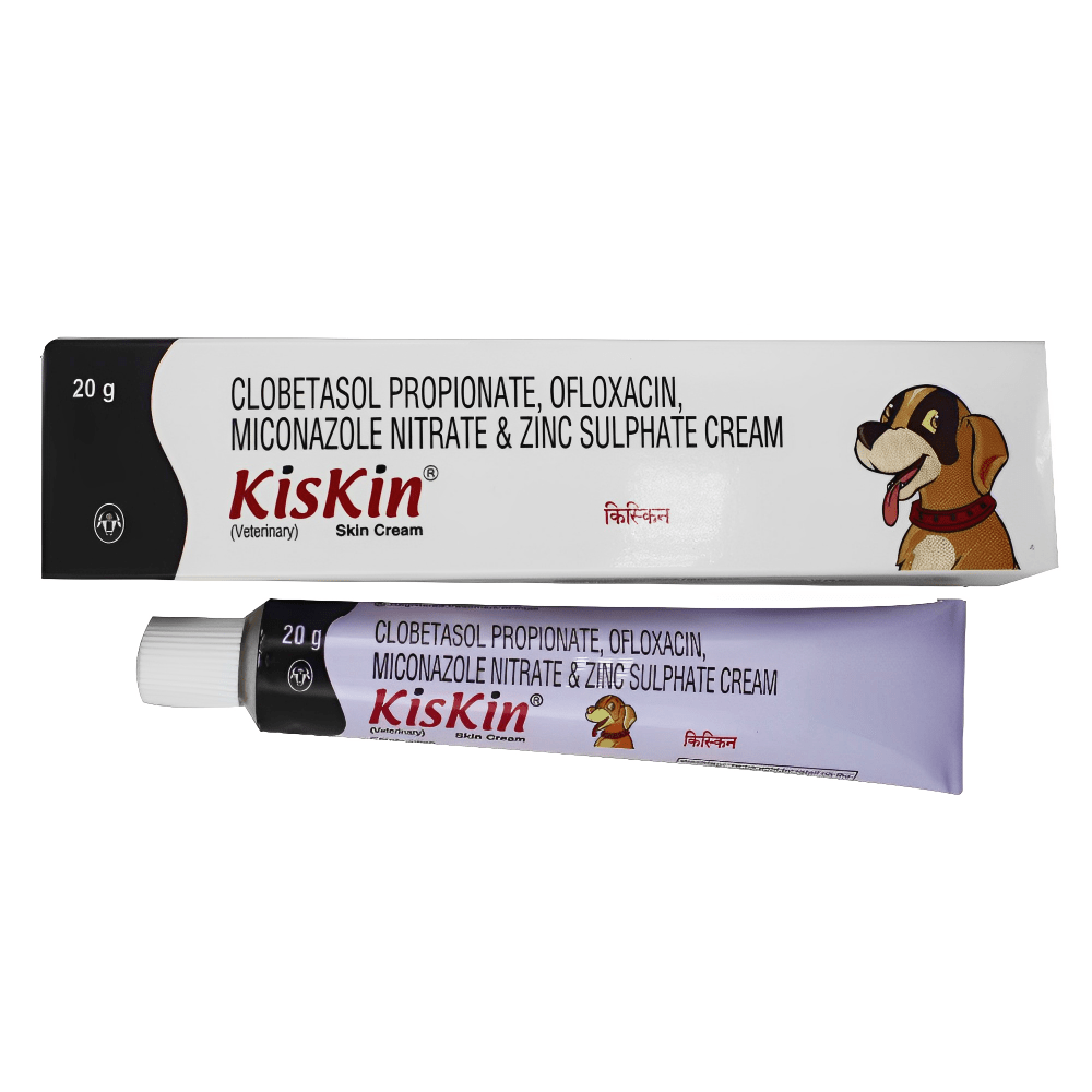 Vetoquinol Dermichlor Antibacterial Antifungal Spray (100ml) and Intas Kiskin Ointment (Cream) (Corticosteroid) 20g for Dogs & Cats Combo Both-Pharmacy Exclusive Combo