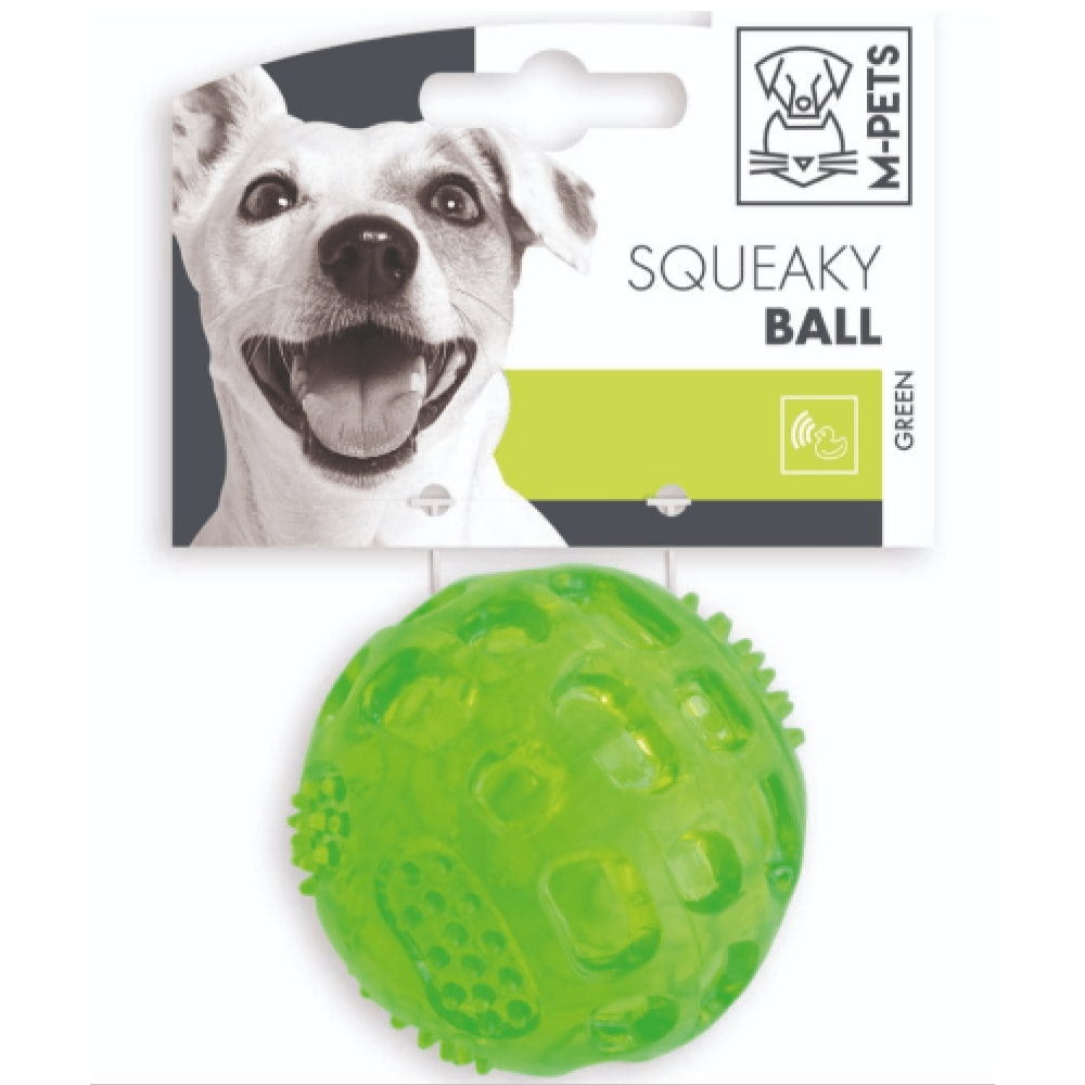 M Pets Squeaky Ball Toy for Dogs (Green)
