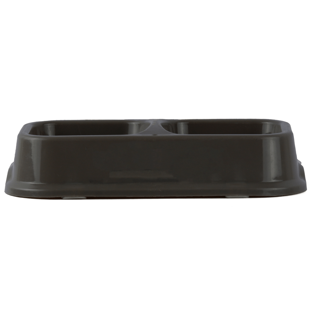 M Pets Plastic Double Bowl for Cats (Brown)