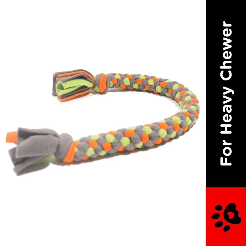 For The Love Of Dog Long and Stretchy Tugs Toy for Dogs (Green/Orange/Grey)