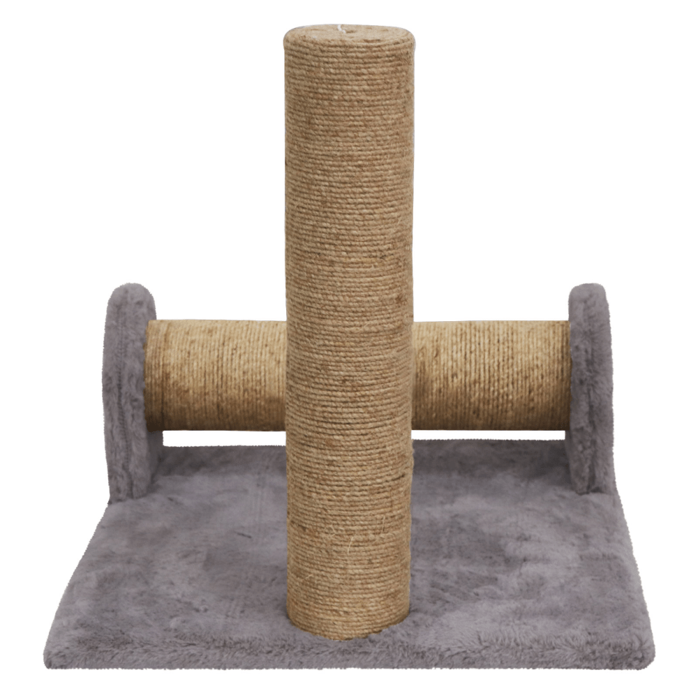 Hiputee Soft Fur Activity Cat Dual Scratching Playing Post for Cats Natural Sisal Rope (Grey)