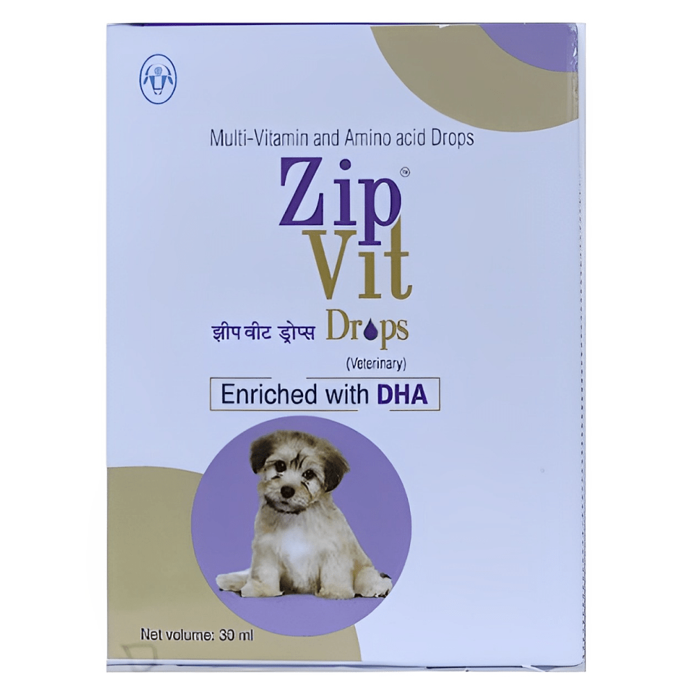 Intas Zipvit Drops Multi Vitamin Supplement for Puppies and Kitten (30ml)