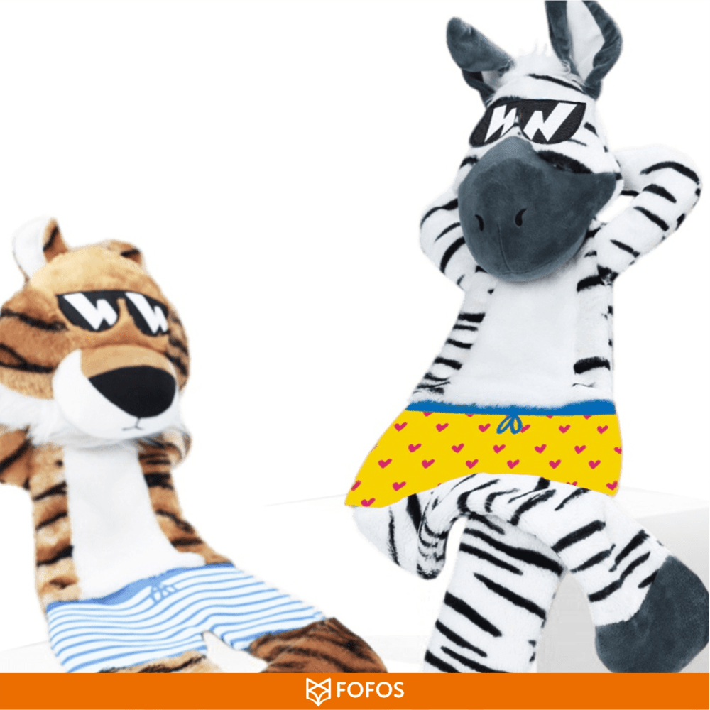 Fofos Safari Flap Tiger with Squeaker and Crinkle Dog Toy