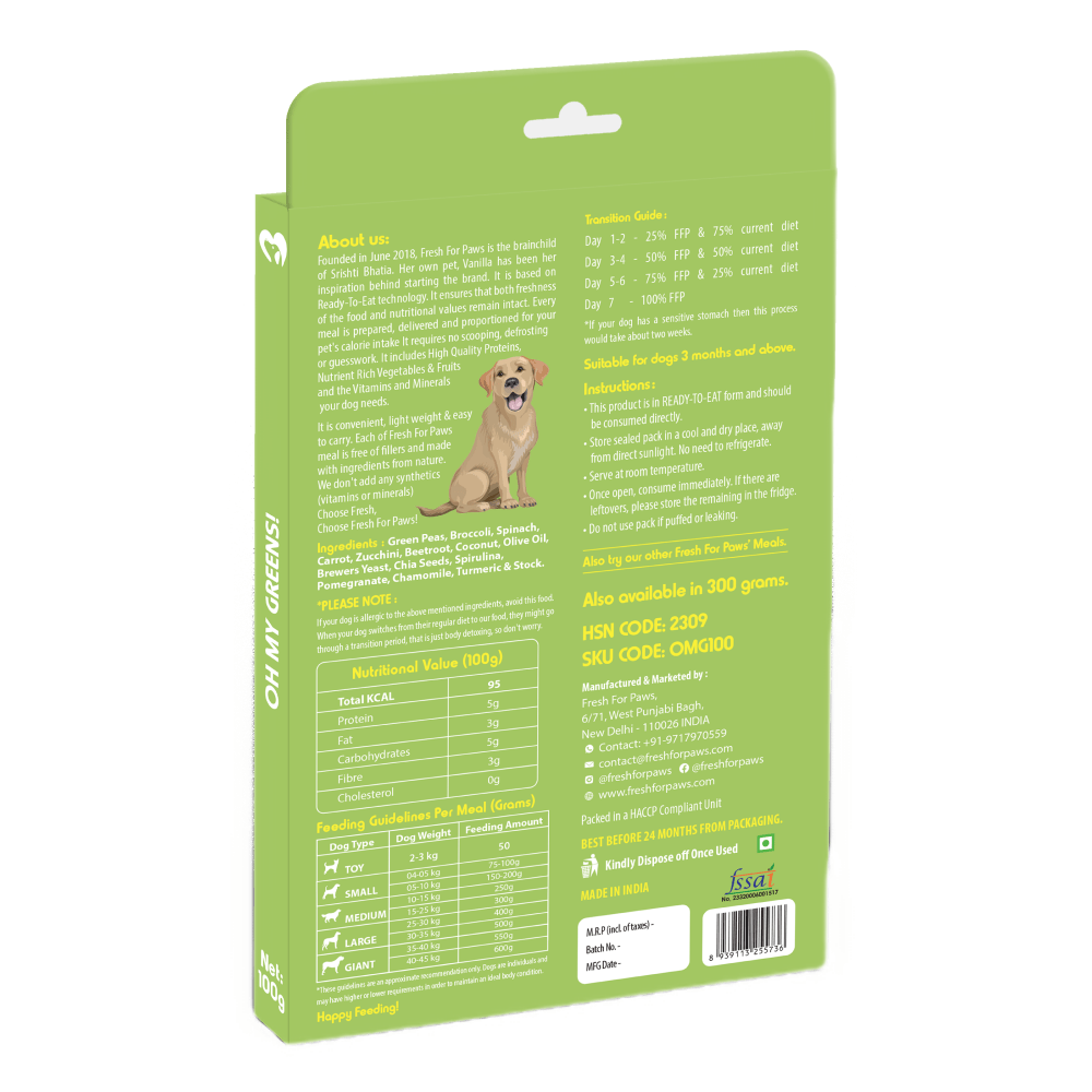 Fresh For Paws Oh My Greens Dog Wet Food (100g)
