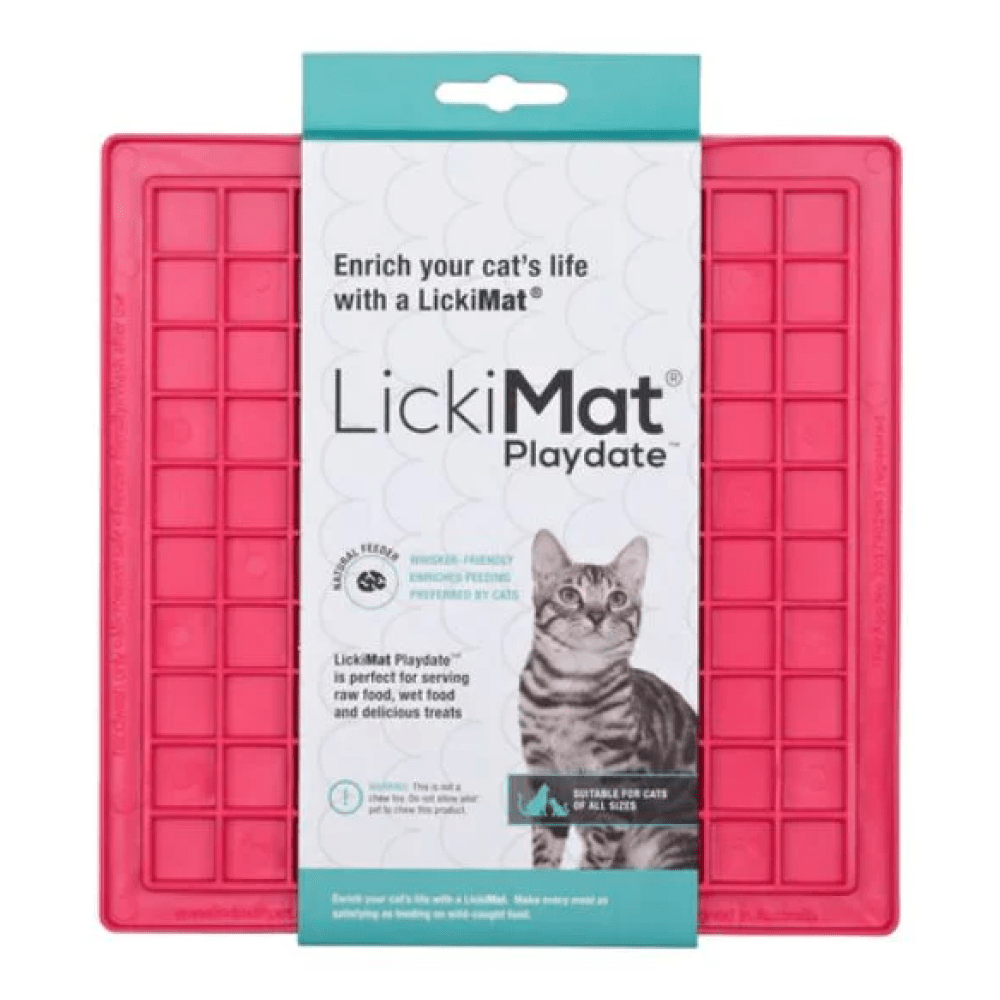 LickiMat Classic Playdate Slow Feeder for Cats and Dogs (Pink)