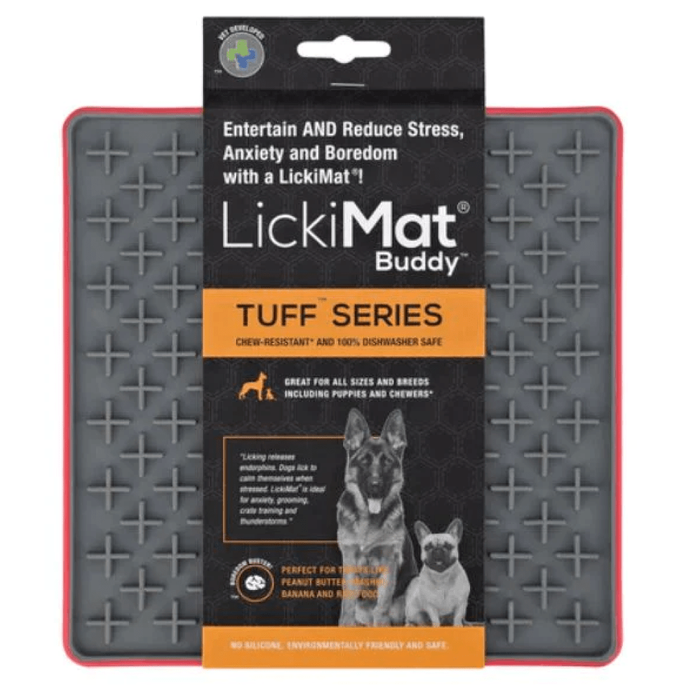 LickiMat Tuff Buddy Slow Feeder for Dogs (Red)