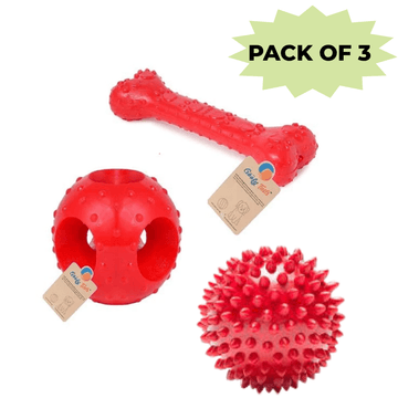 Goofy Tails Super Dog Spike + Hole + Bone Medium Toy for Dogs (Pack of 3)