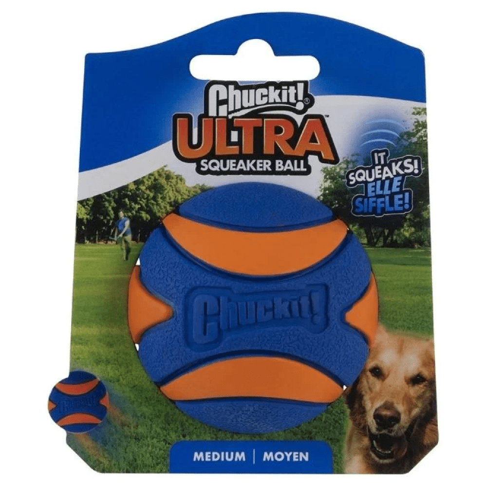 Chuckit! Ultra Squeaker Ball for Dogs (Blue/Orange) | For Medium Chewers