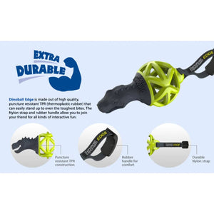 Gigwi Dinoball Edge with Strap Chew Toy for Dogs (Green)