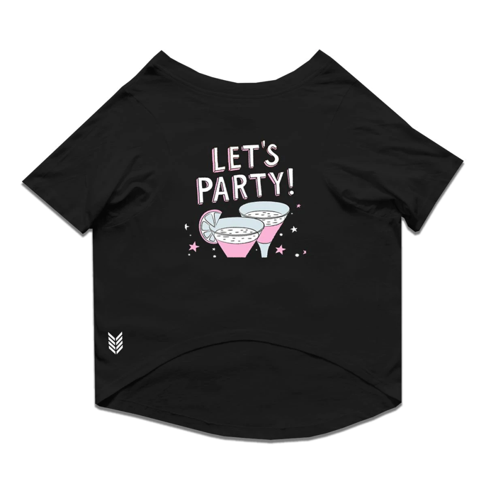 Ruse "Lets Party" Printed Half Sleeves T-Shirt Combos for Cats and Humans (Black)