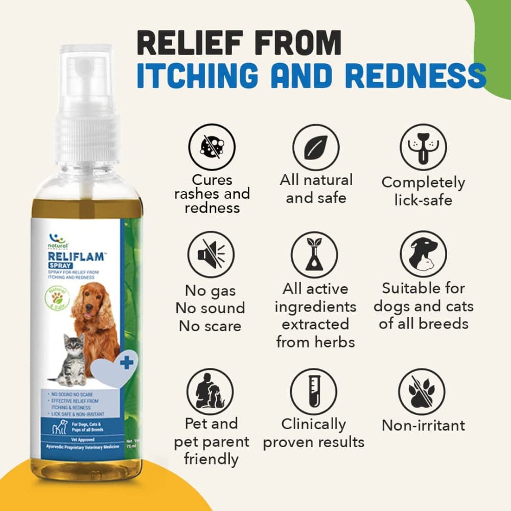 Natural Remedies Reliflam Itch Relief Spray for Dogs and Cats
