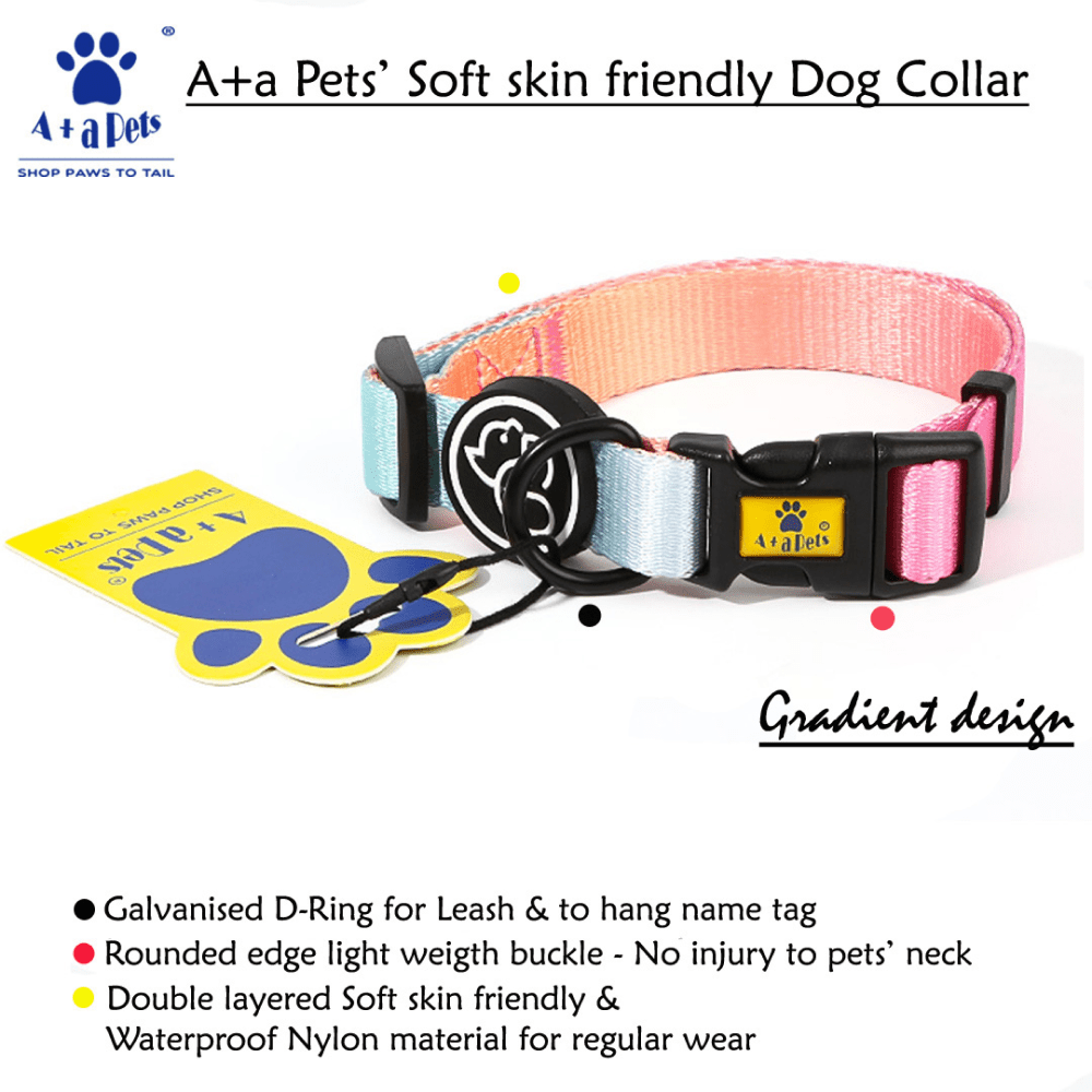 A Plus A Pets Skin Friendly Gradient Design Collar for Dogs and Cats (Pink)