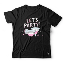 Ruse "Let's Party" Printed Half Sleeves Unisex T Shirt for Dogs and Pet Parents (Black)