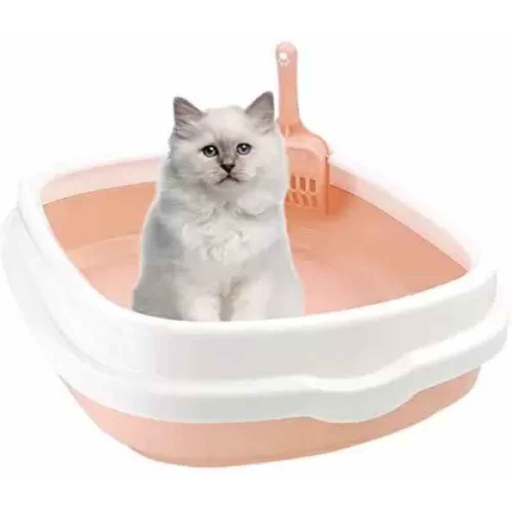 Pets Empire Cat Litter Box (Pink/White,40cm)