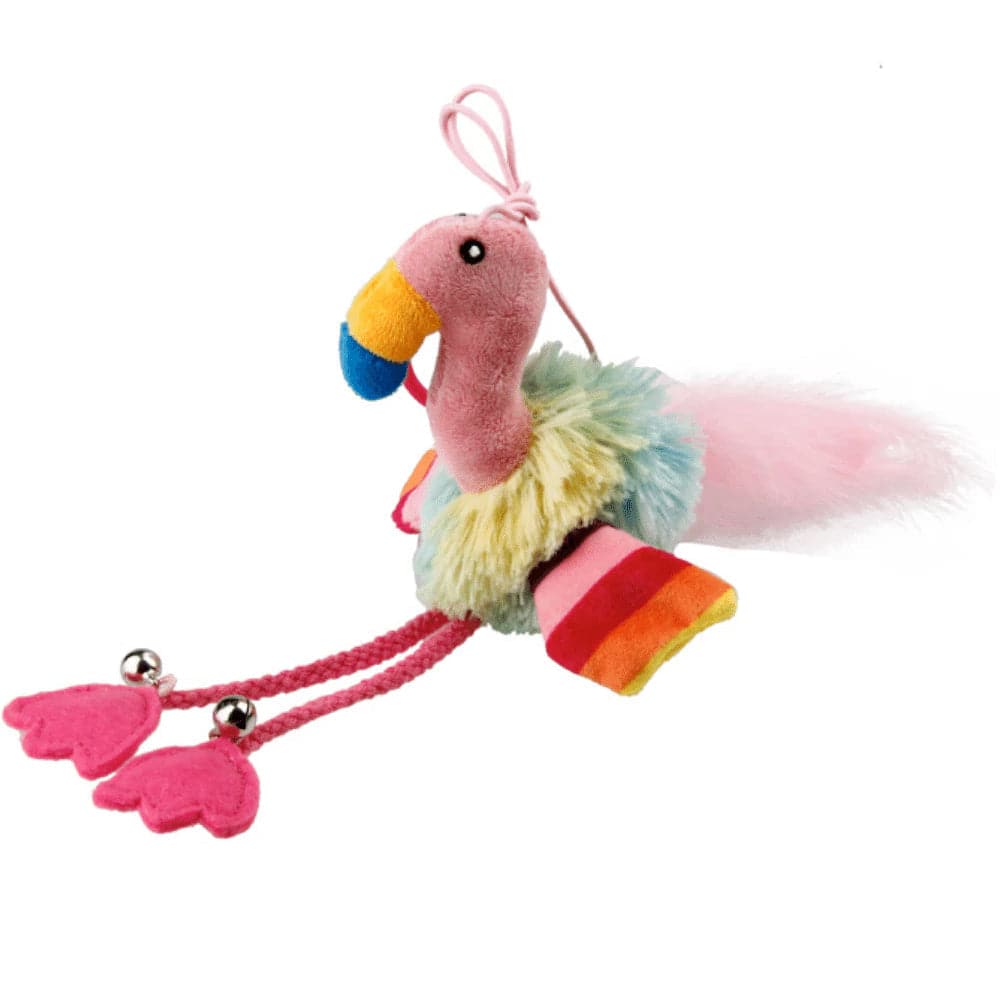 GiGwi Finger Teaser Flamingo with Crinkle Paper Catnip and Bell Inside for Cats (Pink)
