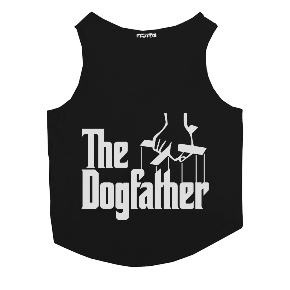 Ruse "Dogfather" Printed Sleeveless T-Shirt for Dogs (Black)