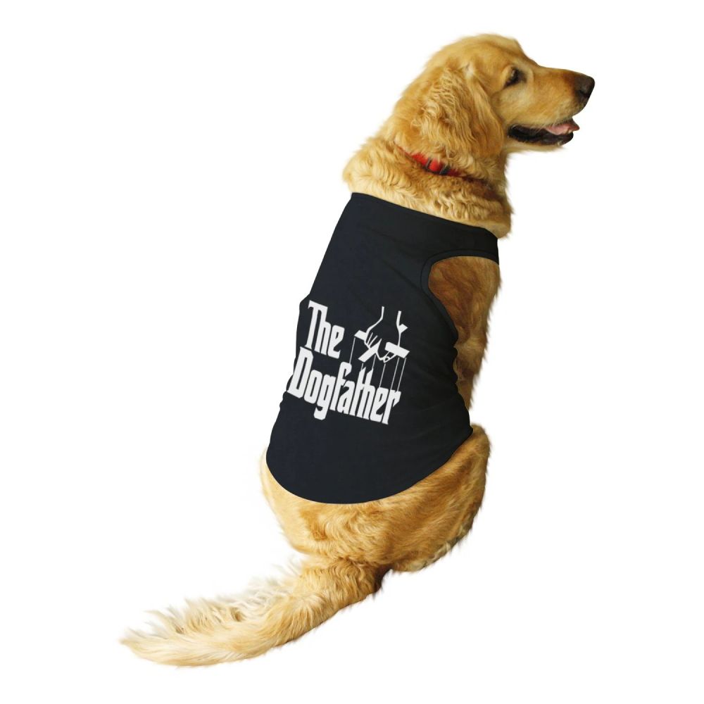 Ruse "Dogfather" Printed Sleeveless T-Shirt for Dogs (Black)