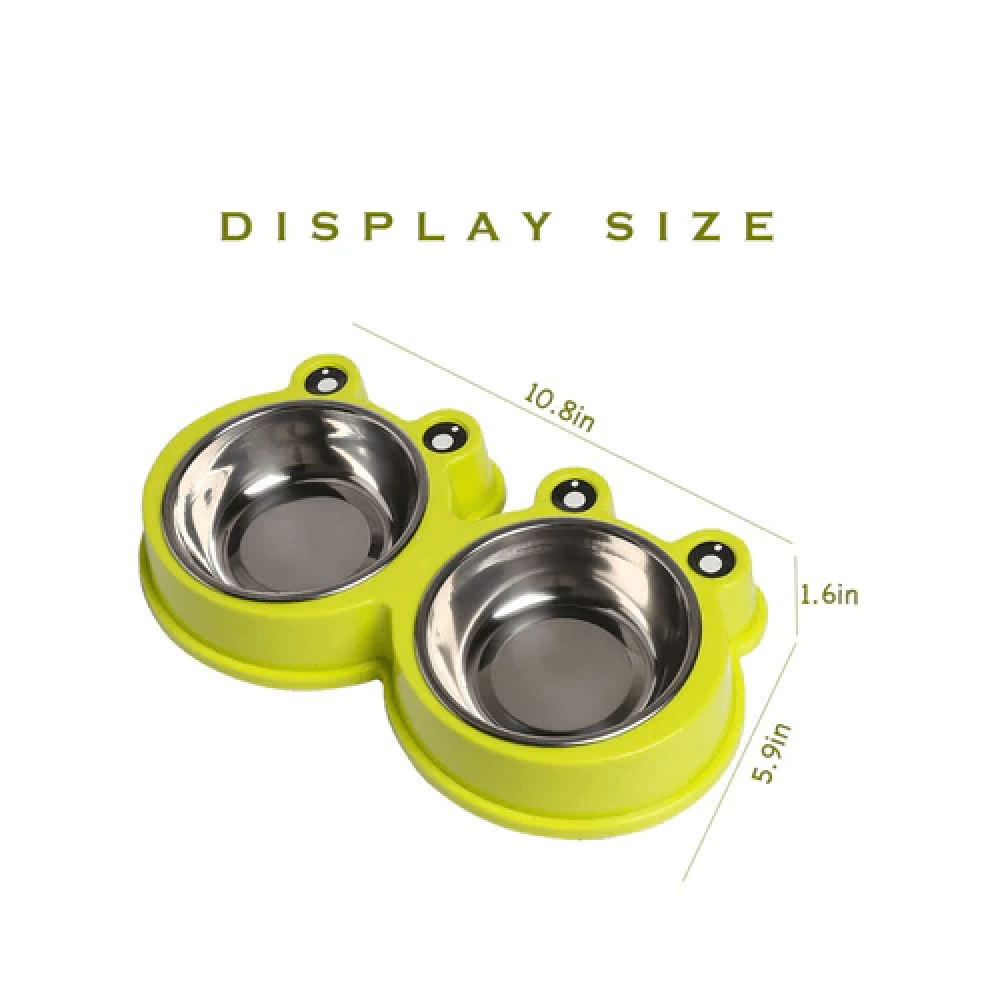 Emily Pets Stainless Steel Double Feeder Set Bowl for Dogs and Cats (Yellow)