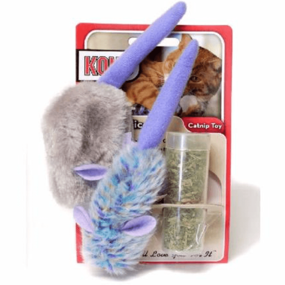 Kong Refillable Mouse Catnip Toy for Cats (Purple/Grey)