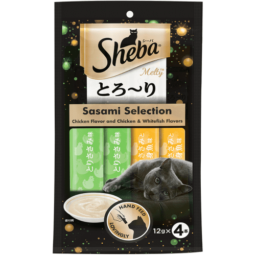Me O Creamy Chicken & Liver and Sheba Chicken & Chicken Whitefish Sasami Selection Melty Premium Cat Treats Combo