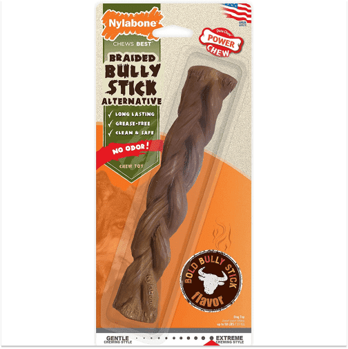 Nylabone Braided Bully Stick Power Chew Alternative Toy for Dogs